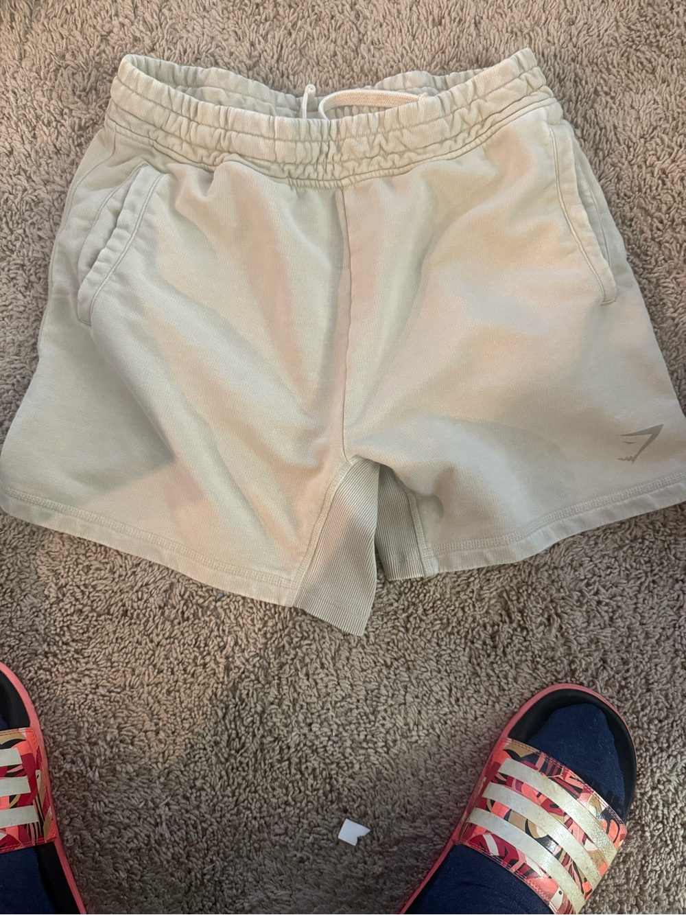 Gymshark Women’s Light Beige Elastic Waist Athletic Shorts